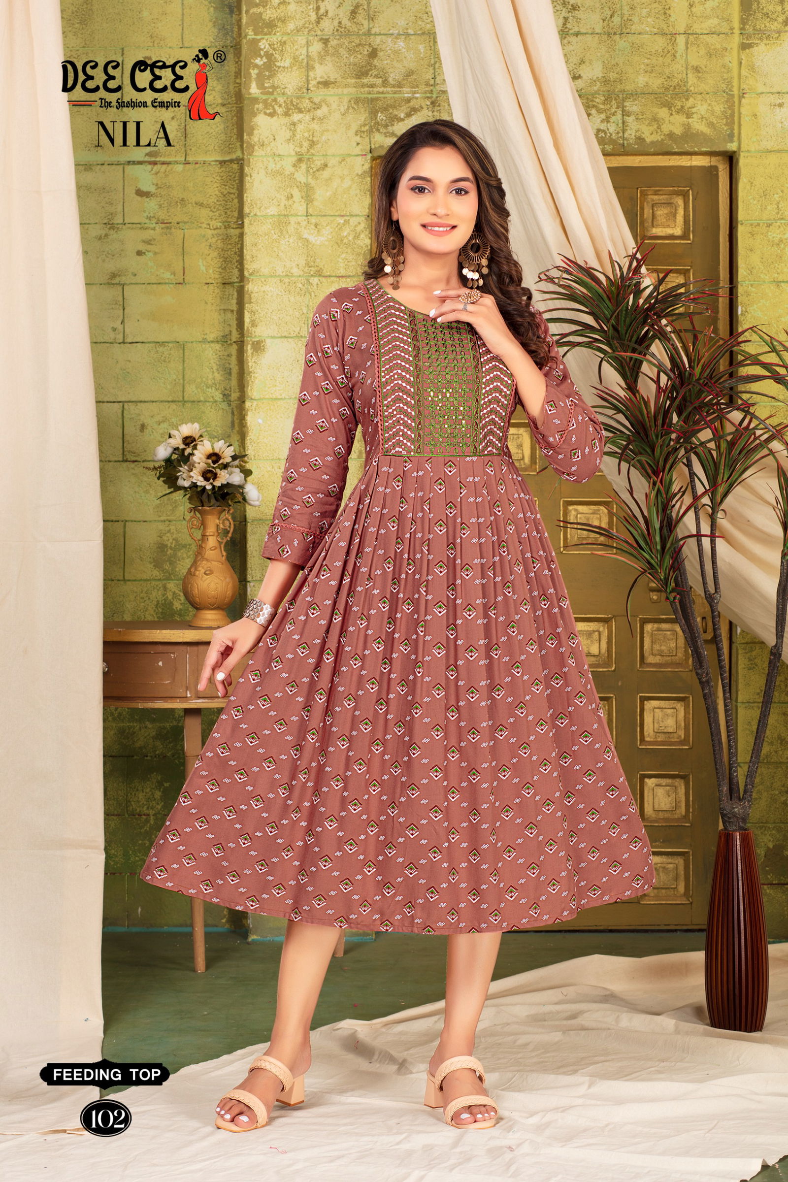 Nila By Deecee Feeding Flared Rayon Printed Kurtis Wholesale Shop In Surat
